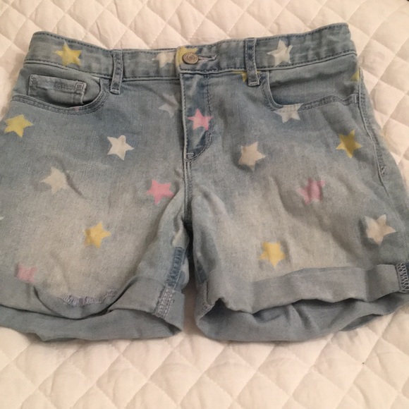 Blue Jean shorts with pastel stars on them - Picture 1 of 7